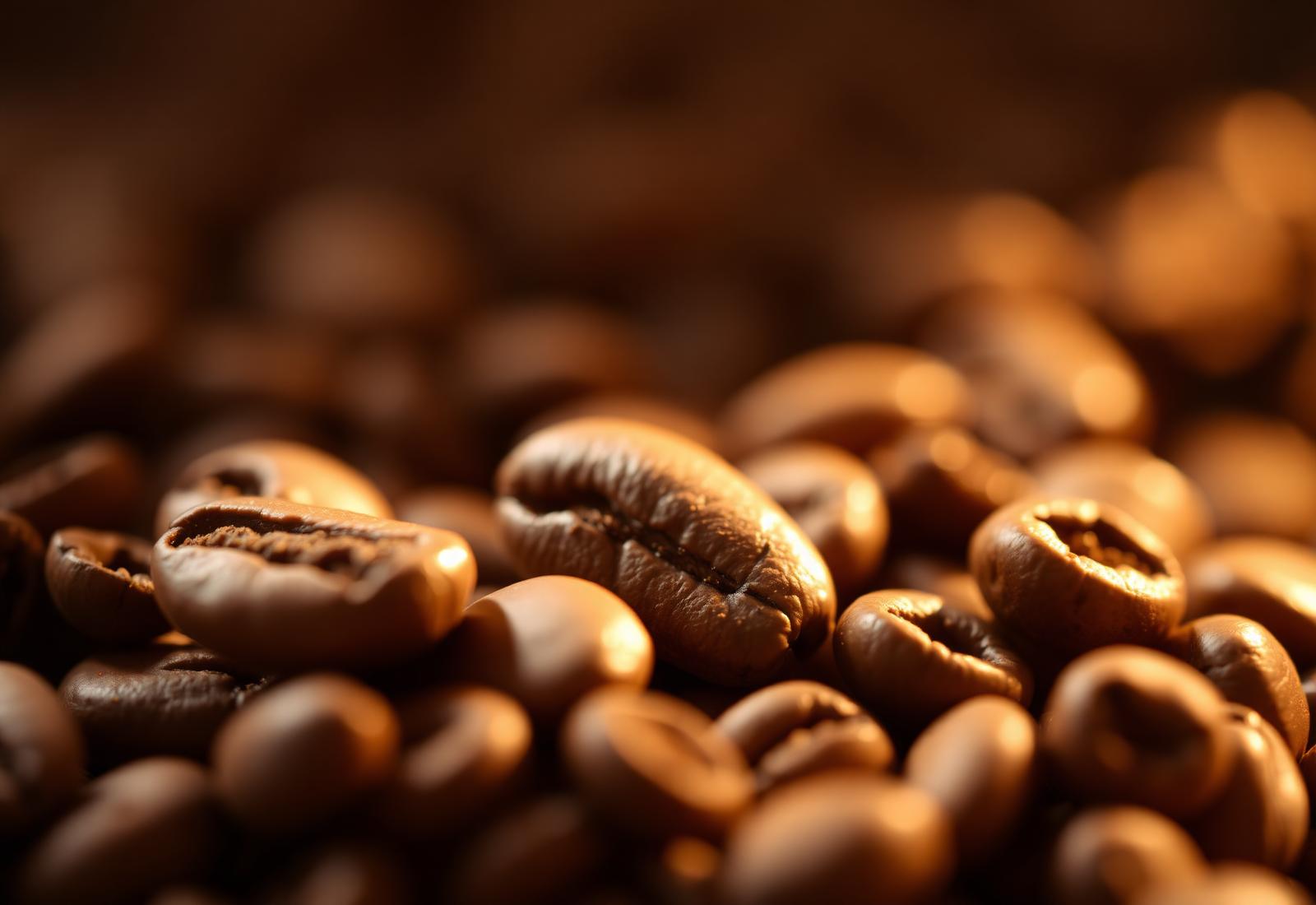 Grãos de café brasileiro recém-torrados